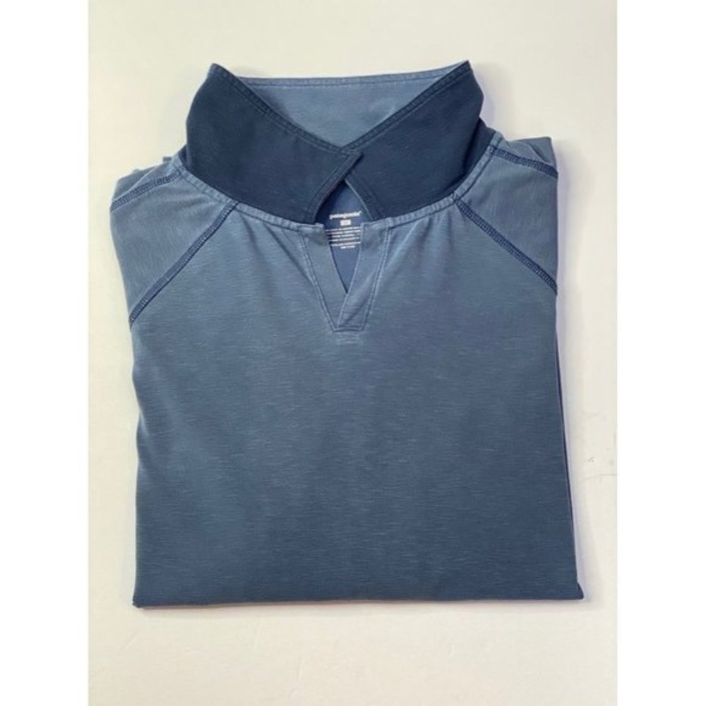PATAGONIA Slate Grey V-NECK Stand Up Collar Long Sleeve Knit  Pullover Shirt Med
